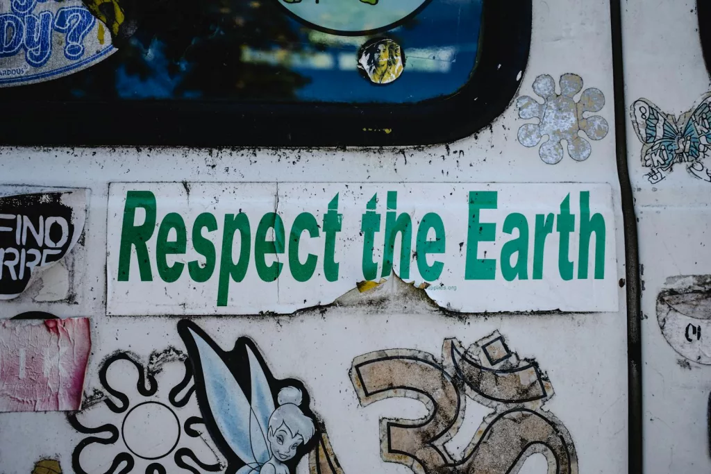 Sticker with Ecological Slogan on a Car Door